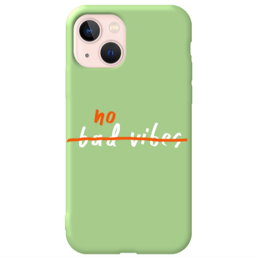 Apple iPhone 13 No bad vibes 2 Light Green Colored Silicone TPU Θήκη