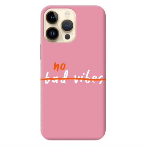 Apple iPhone 13 Pro Max No bad vibes 2 Pink Colored Silicone TPU Θήκη
