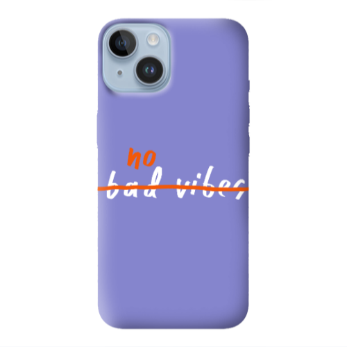 Apple iPhone 14  No bad vibes 2 Purple Colored Silicone TPU Θήκη