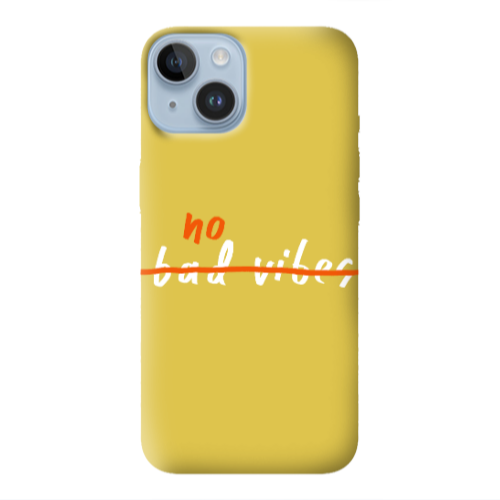 Apple iPhone 14 Plus No bad vibes 2 Yellow Colored Silicone TPU Θήκη