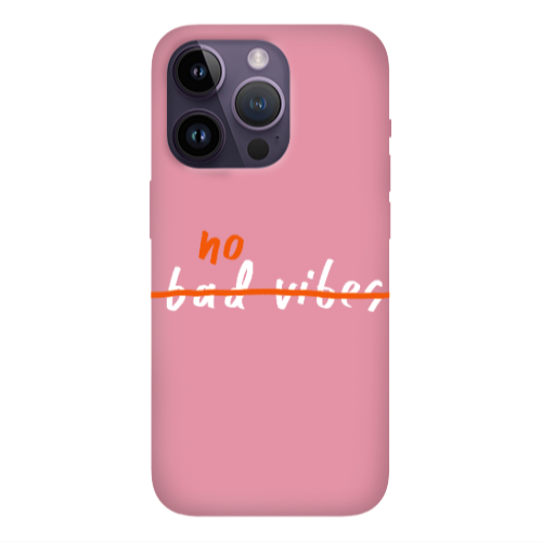 Apple iPhone 14 Pro Max No bad vibes 2 Pink Colored Silicone TPU Θήκη