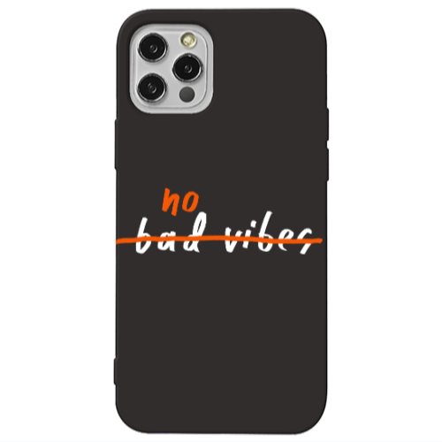 Apple iPhone 12 Pro No bad vibes 2 Black Colored Silicone TPU Θήκη