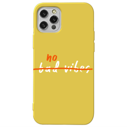 Apple iPhone 12 Pro No bad vibes 2 Yellow Colored Silicone TPU Θήκη