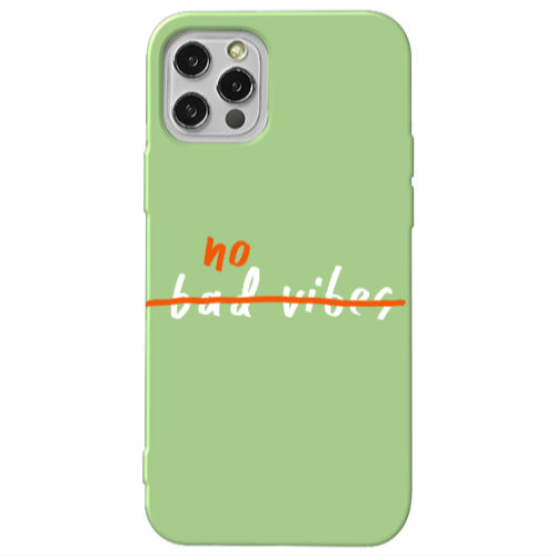 Apple iPhone 12 Pro No bad vibes 2 Light Green Colored Silicone TPU Θήκη