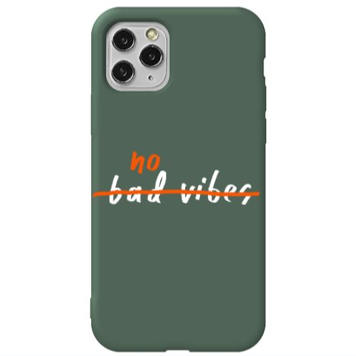 Apple iPhone 11 Pro Max No bad vibes 2 Dark Green Colored Silicone TPU Θήκη