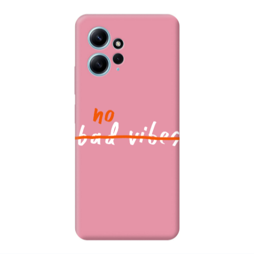 Xiaomi Redmi Note 12 4G No bad vibes 2 Pink Colored Silicone TPU Θήκη