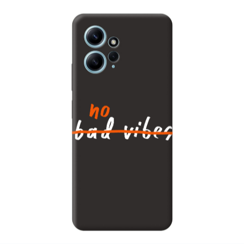 Xiaomi Redmi Note 12 4G No bad vibes 2 Black Colored Silicone TPU Θήκη
