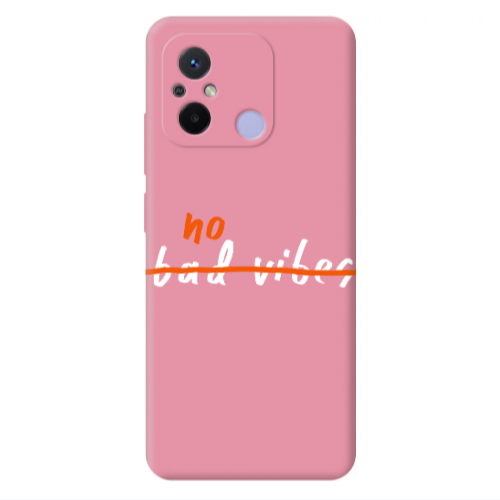 Xiaomi Redmi 12C No bad vibes 2 Pink Colored Silicone TPU Θήκη