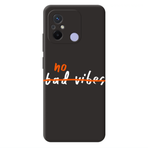 Xiaomi Redmi 12C No bad vibes 2 Black Colored Silicone TPU Θήκη