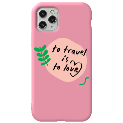 Apple iPhone 11 Pro To Travel is to Love Pink Colored Silicone TPU Θήκη
