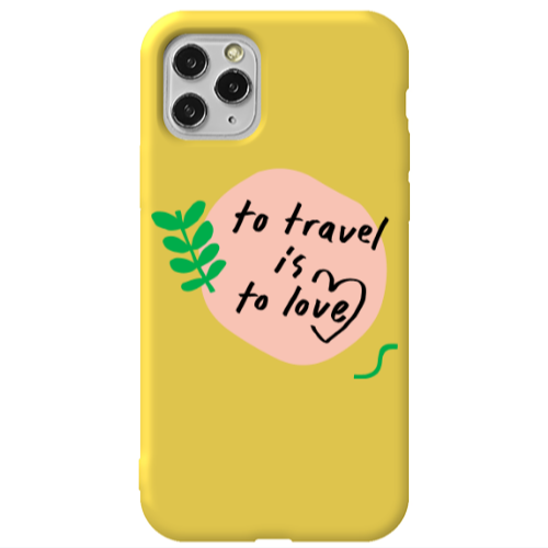 Apple iPhone 11 Pro To Travel is to Love Yellow Colored Silicone TPU Θήκη