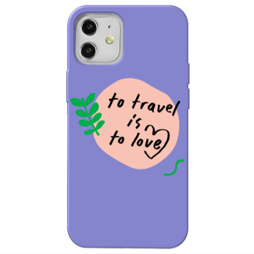 Apple iPhone 12 To Travel is to Love Purple Colored Silicone TPU Θήκη