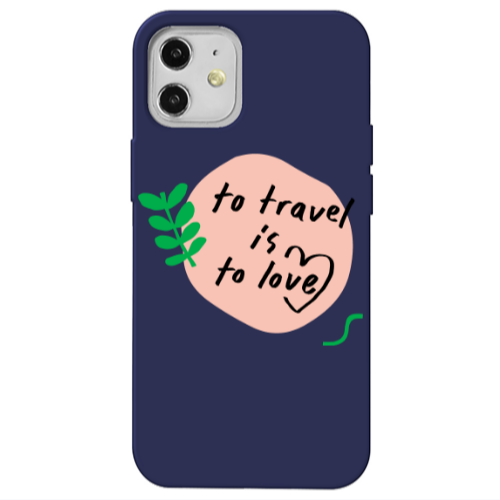 Apple iPhone 12 To Travel is to Love Dark blue Colored Silicone TPU Θήκη