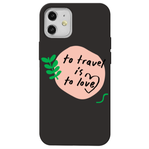 Apple iPhone 12 To Travel is to Love Black Colored Silicone TPU Θήκη