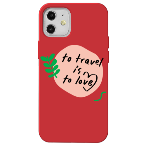 Apple iPhone 12 To Travel is to Love Red Colored Silicone TPU Θήκη