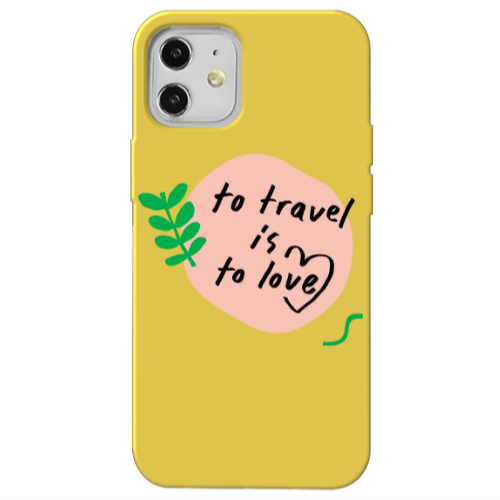 Apple iPhone 12 To Travel is to Love Yellow Colored Silicone TPU Θήκη