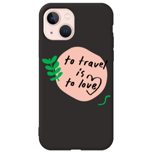 Apple iPhone 13 To Travel is to Love Black Colored Silicone TPU Θήκη