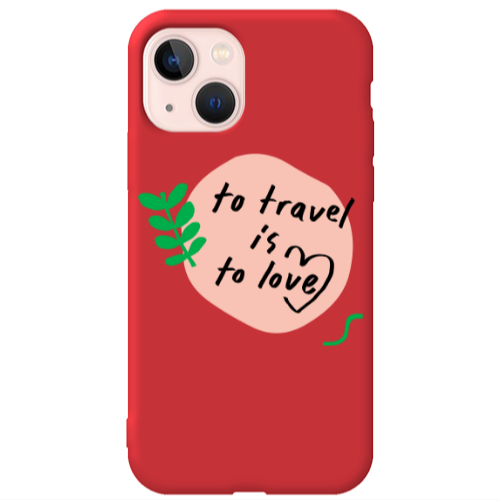 Apple iPhone 13 To Travel is to Love Red Colored Silicone TPU Θήκη