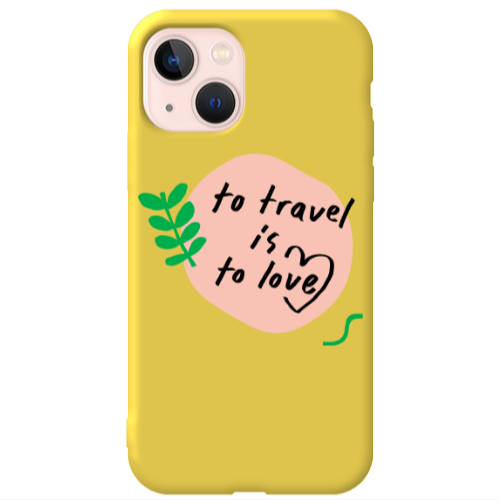 Apple iPhone 13 To Travel is to Love Yellow Colored Silicone TPU Θήκη