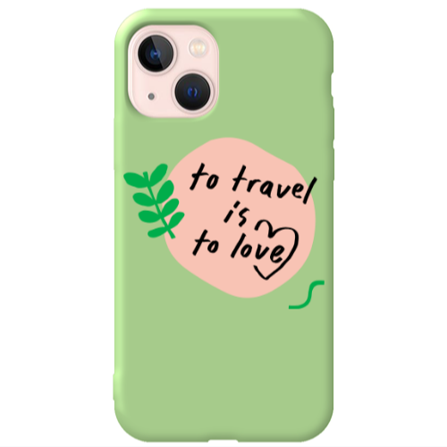 Apple iPhone 13 To Travel is to Love Light Green Colored Silicone TPU Θήκη