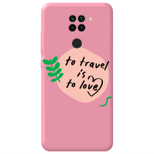 Xiaomi Redmi Note 9 To Travel is to Love Pink Colored Silicone TPU Θήκη