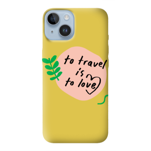 Apple iPhone 14 Plus To Travel is to Love Yellow Colored Silicone TPU Θήκη