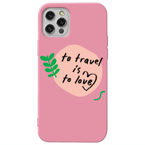 Apple iPhone 13 Pro To Travel is to Love Pink Colored Silicone TPU Θήκη