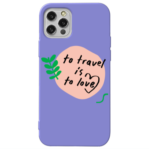 Apple iPhone 12 Pro To Travel is to Love Purple Colored Silicone TPU Θήκη
