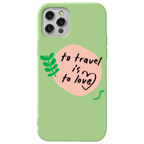 Apple iPhone 12 Pro To Travel is to Love Light Green Colored Silicone TPU Θήκη