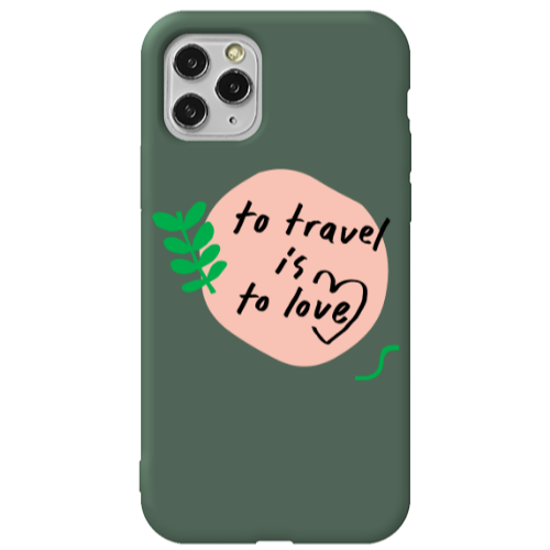 Apple iPhone 11 Pro Max To Travel is to Love Dark Green Colored Silicone TPU Θήκη