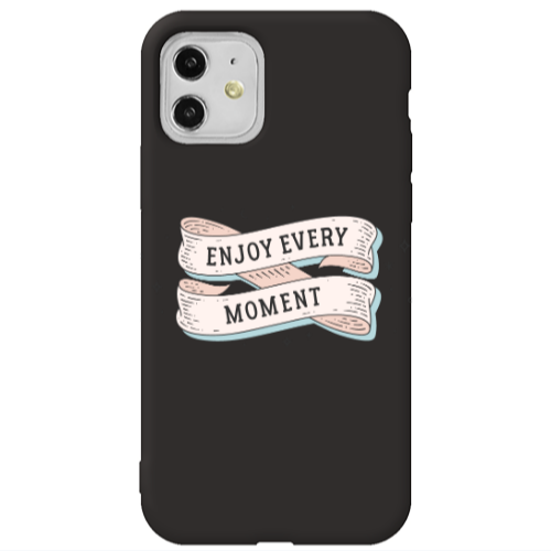 Apple iPhone 11  Enjoy Every Moment 2 Black Colored Silicone TPU Θήκη