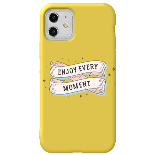 Apple iPhone 11  Enjoy Every Moment 2 Yellow Colored Silicone TPU Θήκη