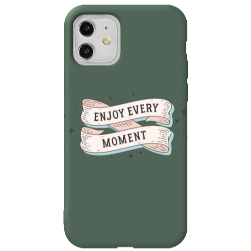 Apple iPhone 11  Enjoy Every Moment 2 Dark Green Colored Silicone TPU Θήκη