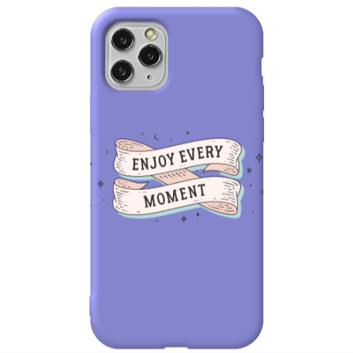 Apple iPhone 11 Pro Enjoy Every Moment 2 Purple Colored Silicone TPU Θήκη