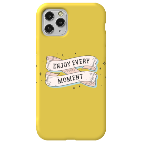 Apple iPhone 11 Pro Enjoy Every Moment 2 Yellow Colored Silicone TPU Θήκη