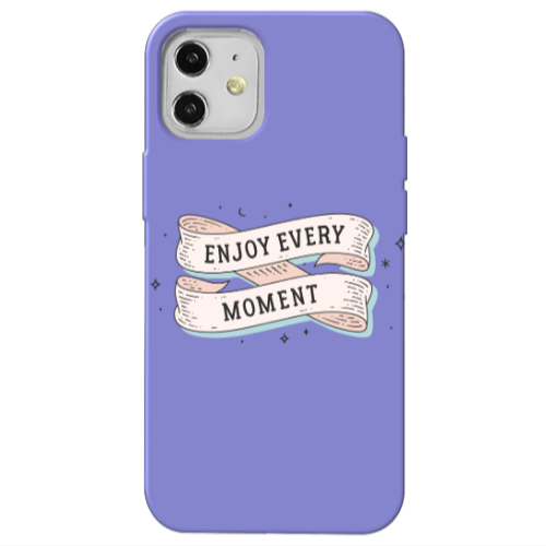 Apple iPhone 12 Enjoy Every Moment 2 Purple Colored Silicone TPU Θήκη
