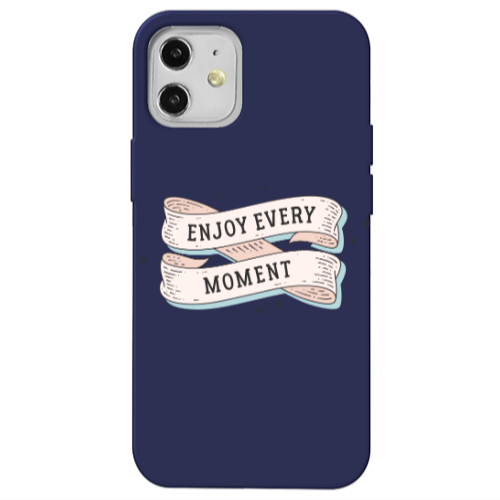 Apple iPhone 12 Enjoy Every Moment 2 Dark blue Colored Silicone TPU Θήκη