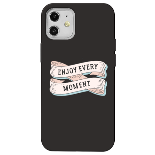 Apple iPhone 12 Enjoy Every Moment 2 Black Colored Silicone TPU Θήκη