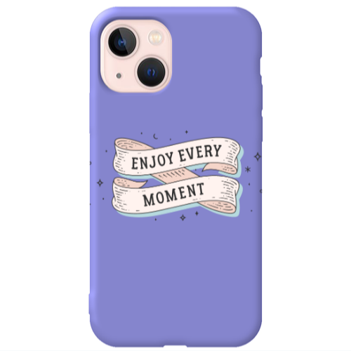 Apple iPhone 13 Enjoy Every Moment 2 Purple Colored Silicone TPU Θήκη