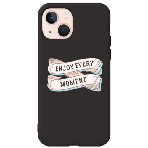 Apple iPhone 13 Enjoy Every Moment 2 Black Colored Silicone TPU Θήκη