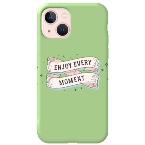 Apple iPhone 13 Enjoy Every Moment 2 Light Green Colored Silicone TPU Θήκη