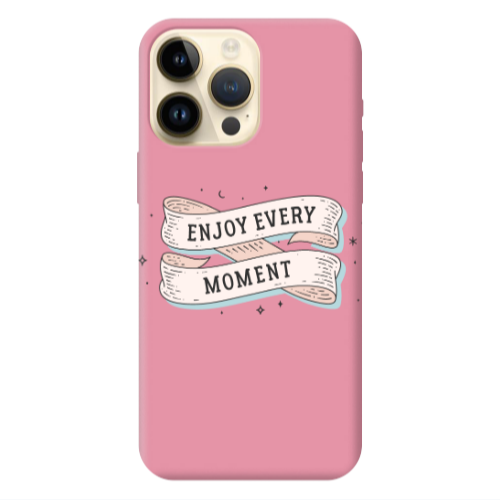 Apple iPhone 13 Pro Max Enjoy Every Moment 2 Pink Colored Silicone TPU Θήκη