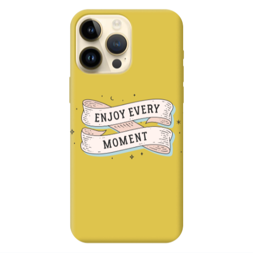 Apple iPhone 13 Pro Max Enjoy Every Moment 2 Yellow Colored Silicone TPU Θήκη