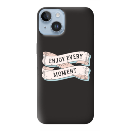 Apple iPhone 14  Enjoy Every Moment 2 Black Colored Silicone TPU Θήκη
