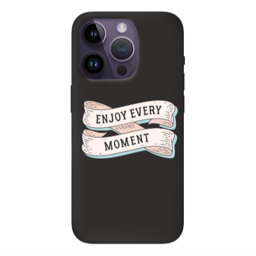 Apple iPhone 14 Pro  Enjoy Every Moment 2 Black Colored Silicone TPU Θήκη