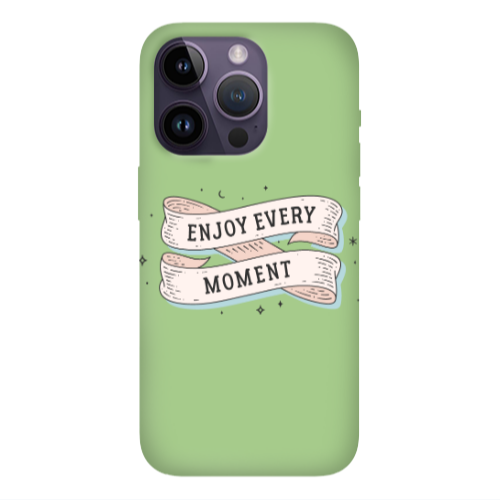 Apple iPhone 14 Pro Max Enjoy Every Moment 2 Light Green Colored Silicone TPU Θήκη