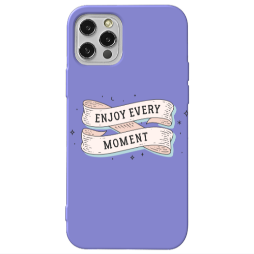 Apple iPhone 13 Pro Enjoy Every Moment 2 Purple Colored Silicone TPU Θήκη