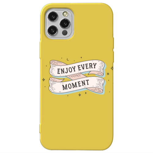 Apple iPhone 13 Pro Enjoy Every Moment 2 Yellow Colored Silicone TPU Θήκη