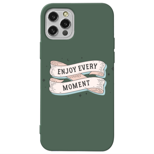 Apple iPhone 13 Pro Enjoy Every Moment 2 Dark Green Colored Silicone TPU Θήκη