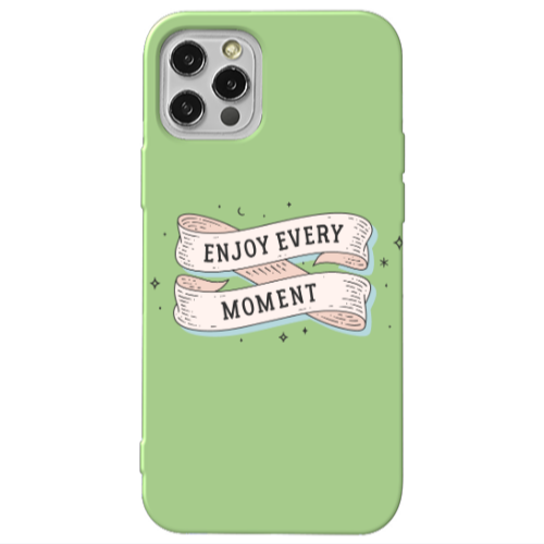 Apple iPhone 12 Pro Enjoy Every Moment 2 Light Green Colored Silicone TPU Θήκη